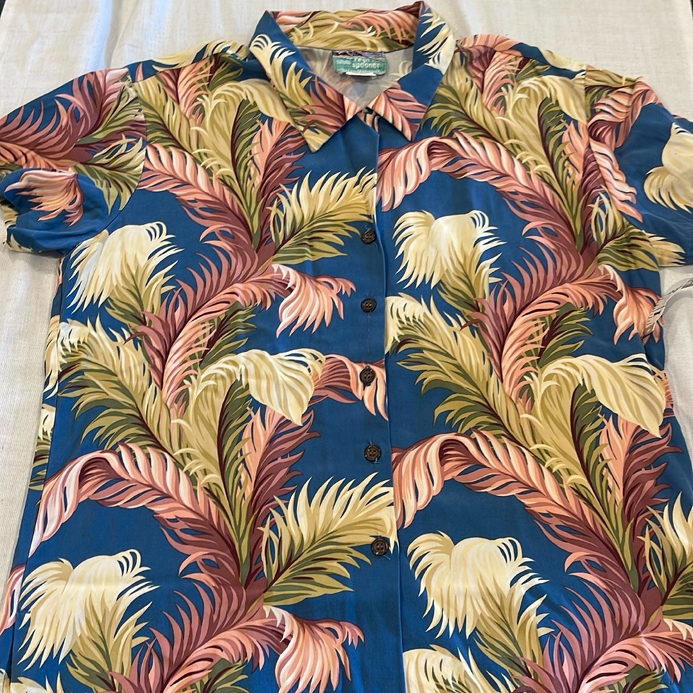 B1279 Vintage Reyn Spooner Made In Hawaii Long Board Print women’s Small Rayon